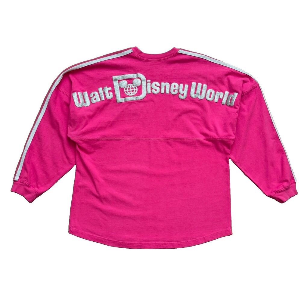 Walt Disney World Disney Parks Size L Spirit Jersey Hot Pink Silver Glitter